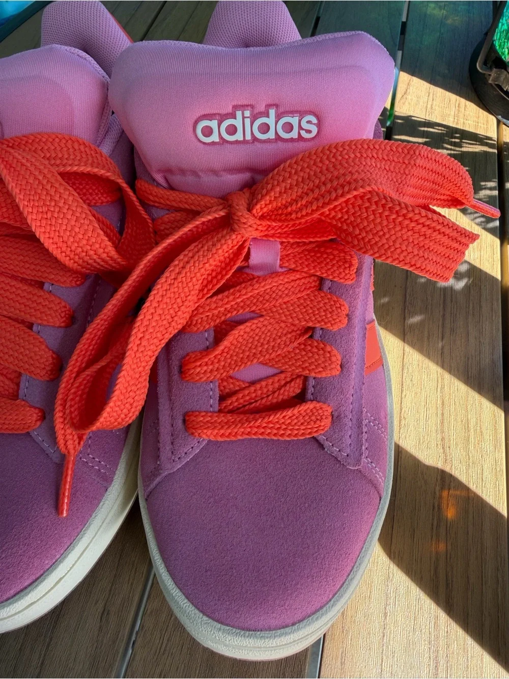 adidas Grand Court Alpha Pink Sneakers with Orange Stripes/ Laces